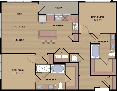 B2D_2BD 2 Bath_1300sqft.